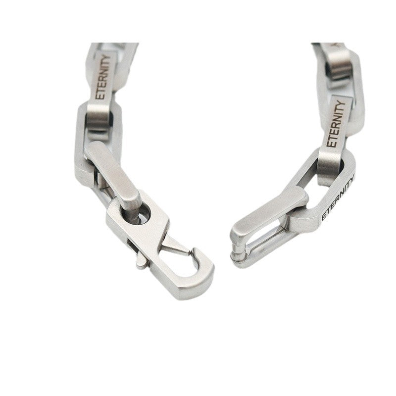 Frosted Engraved Thick Square Buckle Necklace