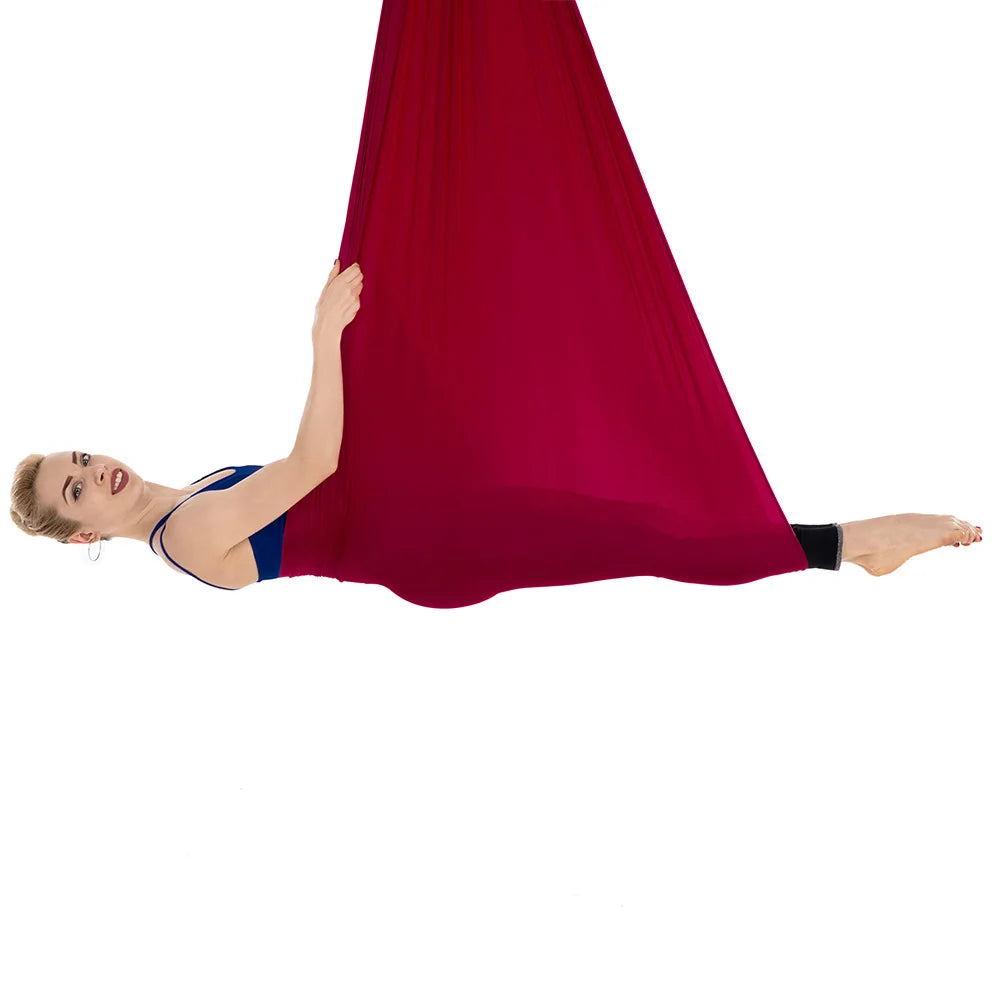 Aerial Yoga Hammock Set Fitness Pilates Silk Fabric Yoga Swing 5.5 Yards Include Carabiners Daisy Chain for Inversion Exercises