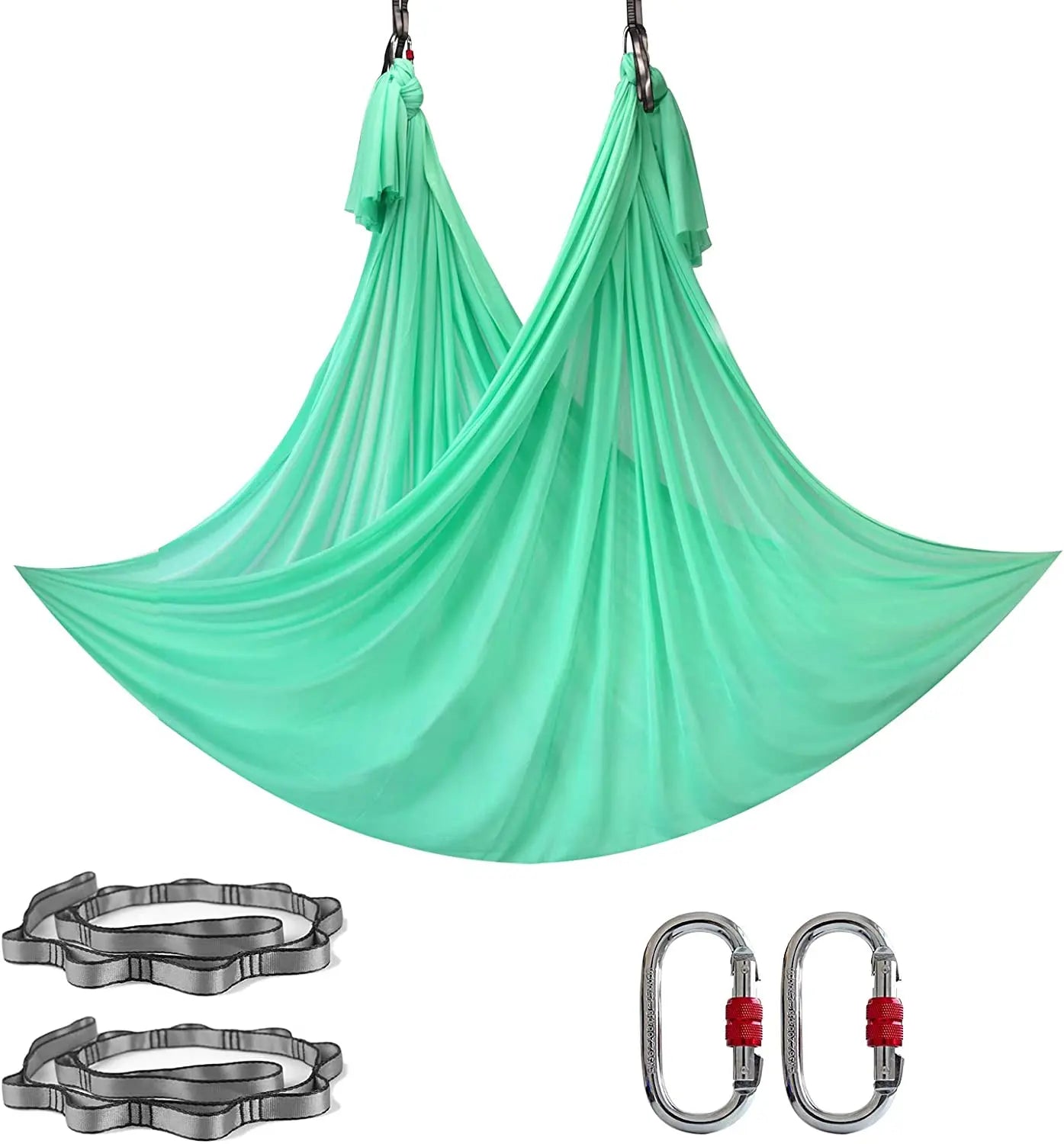 Aerial Yoga Hammock Set Fitness Pilates Silk Fabric Yoga Swing 5.5 Yards Include Carabiners Daisy Chain for Inversion Exercises