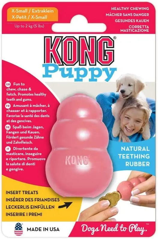 KONG Puppy - Natural Teething Rubber Chew Toy for Dogs - Stuffable Dog Toy for Extended Playtime - Chew & Fetch Toy for Puppies