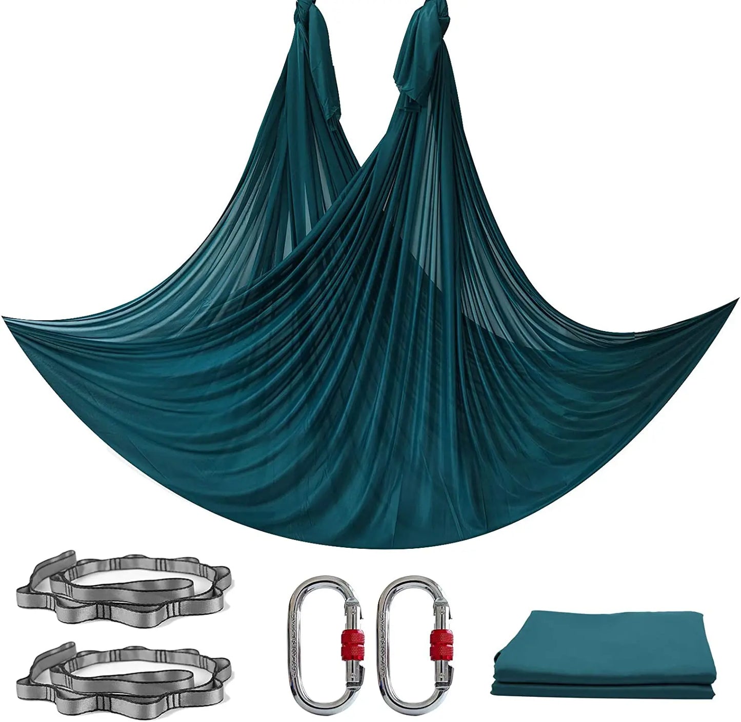 Aerial Yoga Hammock Set Fitness Pilates Silk Fabric Yoga Swing 5.5 Yards Include Carabiners Daisy Chain for Inversion Exercises
