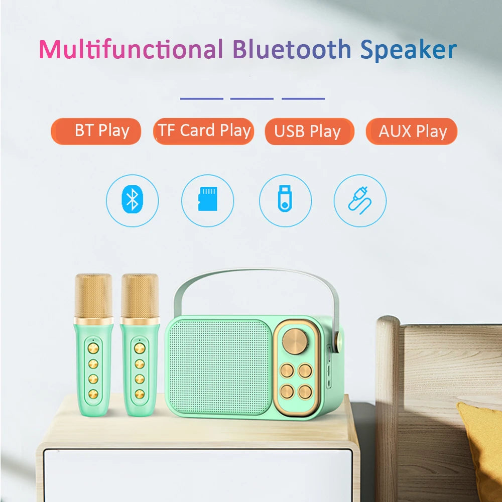 Wireless Microphone Karaoke Machine Portable Bluetooth Speaker System MP3 Player Karaoke Machine For Kids Adults Home