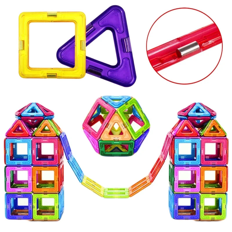 30-168PCS Medium Size Magnetic Building Blocks Magnet Designer Construction Set Montessori Educational Toys For Kids Gifts