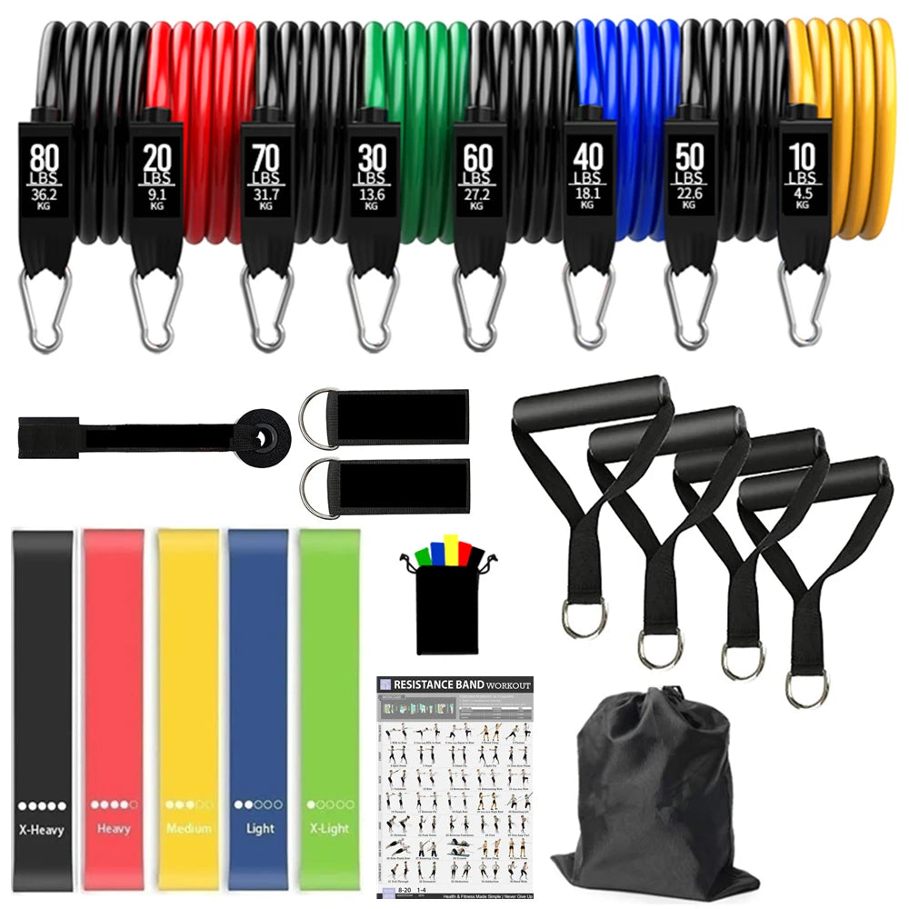 360lb Resistance Bands Pull Rope Set Expander Yoga Exercise Fitness Rubber Tubes Band Stretch Training Home Gyms Workout Elastic