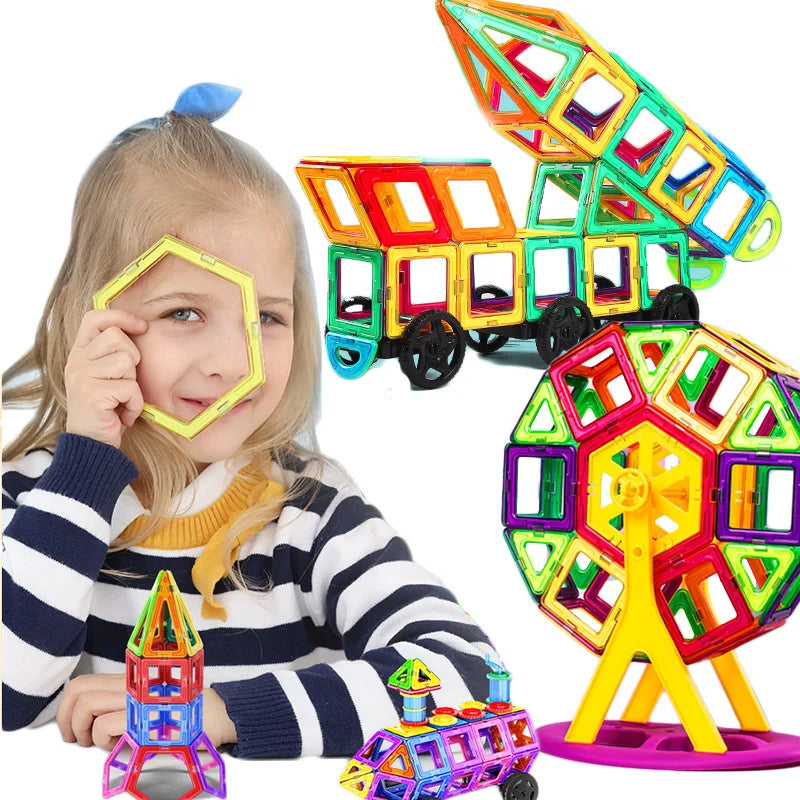 30-168PCS Medium Size Magnetic Building Blocks Magnet Designer Construction Set Montessori Educational Toys For Kids Gifts