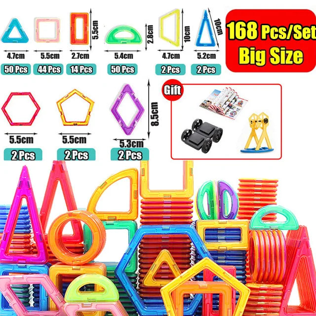 30-168PCS Medium Size Magnetic Building Blocks Magnet Designer Construction Set Montessori Educational Toys For Kids Gifts