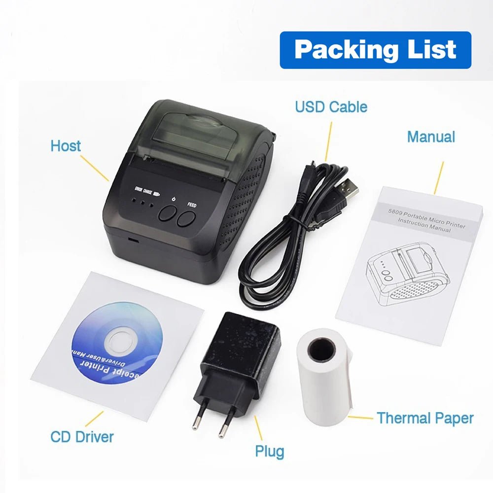 Portable Mini Bluetooth Printer Wireless Thermal Receipt Ticket Printer For Mobile Phone Window 58mm 2inch pos Machine
