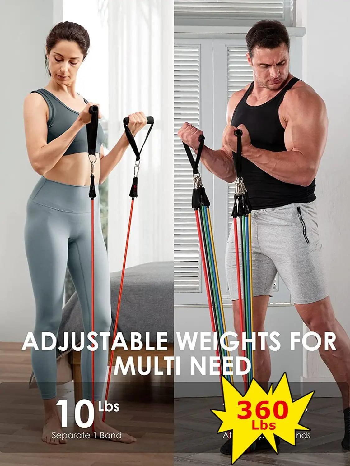 360lb Resistance Bands Pull Rope Set Expander Yoga Exercise Fitness Rubber Tubes Band Stretch Training Home Gyms Workout Elastic