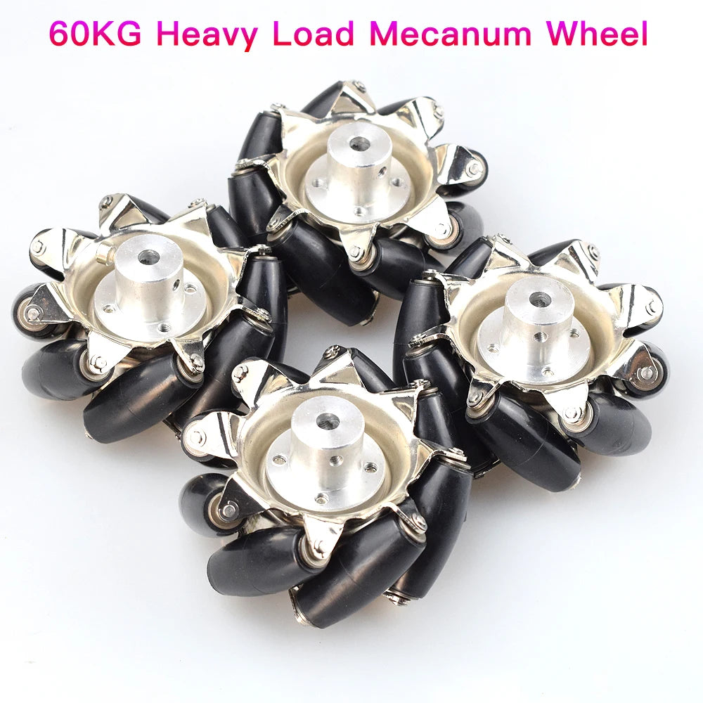 60KG Heavy Load 4pcs 3inch Steel Mecanum Wheel Universal Omnidirectional Wheel for Large Load Robot Handling, Transport Car Move