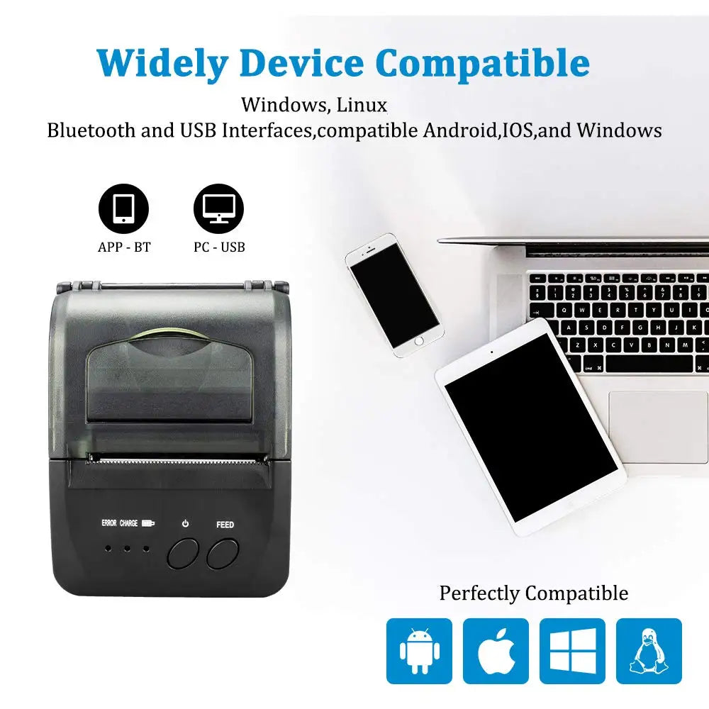 Portable Mini Bluetooth Printer Wireless Thermal Receipt Ticket Printer For Mobile Phone Window 58mm 2inch pos Machine