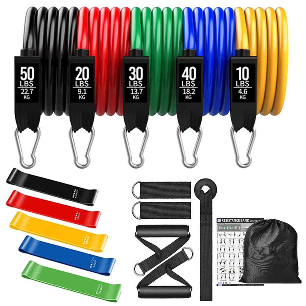 360lb Resistance Bands Pull Rope Set Expander Yoga Exercise Fitness Rubber Tubes Band Stretch Training Home Gyms Workout Elastic