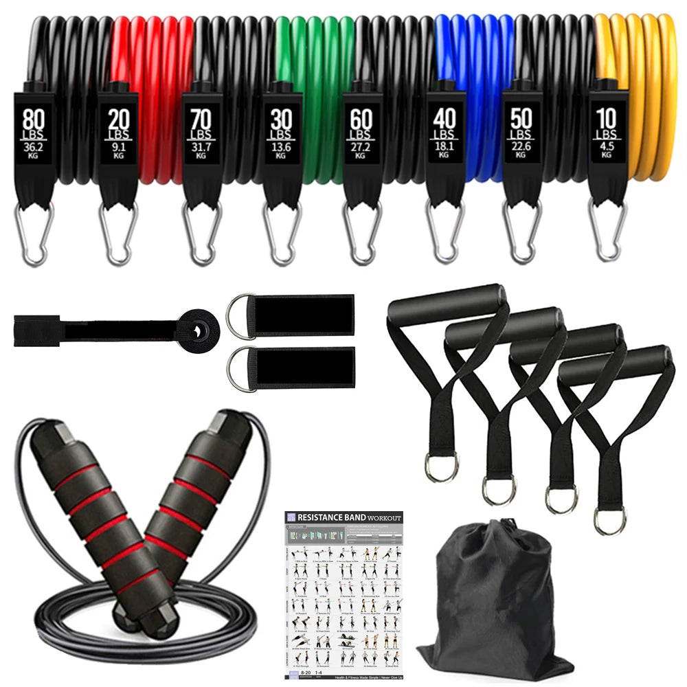 360lb Resistance Bands Pull Rope Set Expander Yoga Exercise Fitness Rubber Tubes Band Stretch Training Home Gyms Workout Elastic