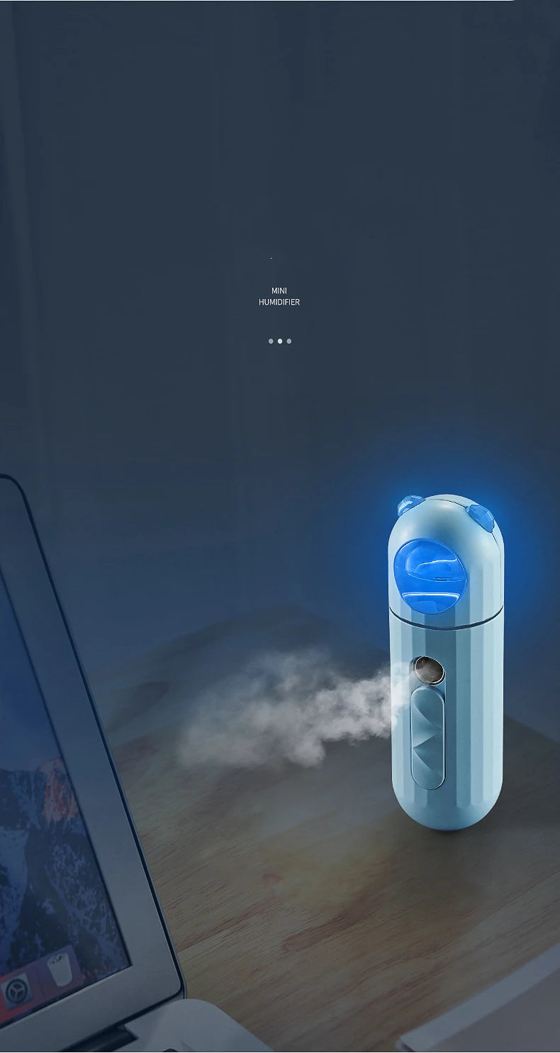Nano Facial Mister,Portable Cool Mist Facial Steamer Handy Mist Sprayer for Face Moisturizing & Hydrating Mini USB Rechargeable