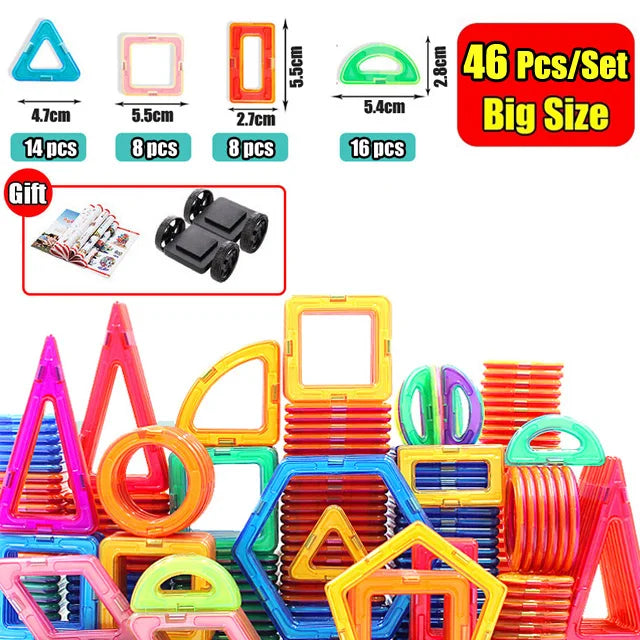 30-168PCS Medium Size Magnetic Building Blocks Magnet Designer Construction Set Montessori Educational Toys For Kids Gifts