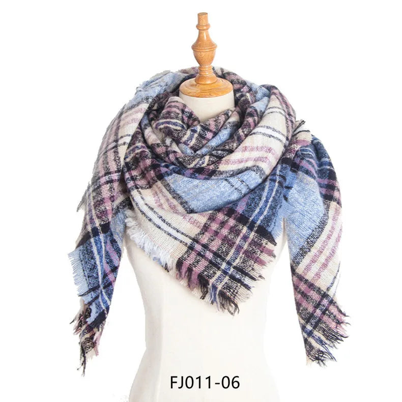 Women Winter Scarf Triangle Knitted Scarf Casual Ladies Plaid Pashmina Shawl and Wrap Female Foulard Scarves Echarpe Bufanda