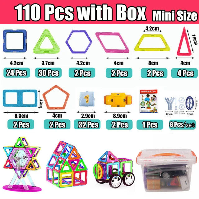 110pcs Mini Size Magnetic Designer Magnet Building Blocks Educational Magnetic Constructor Toys For Children Gifts