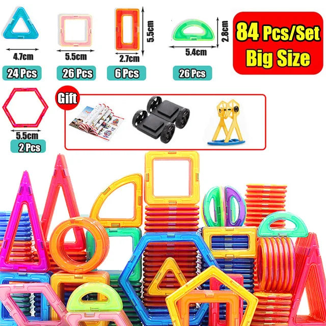 30-168PCS Medium Size Magnetic Building Blocks Magnet Designer Construction Set Montessori Educational Toys For Kids Gifts