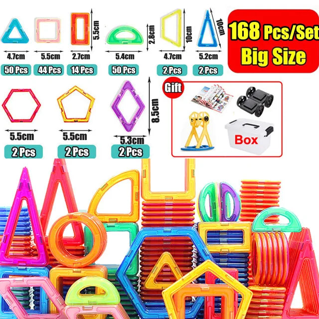 30-168PCS Medium Size Magnetic Building Blocks Magnet Designer Construction Set Montessori Educational Toys For Kids Gifts
