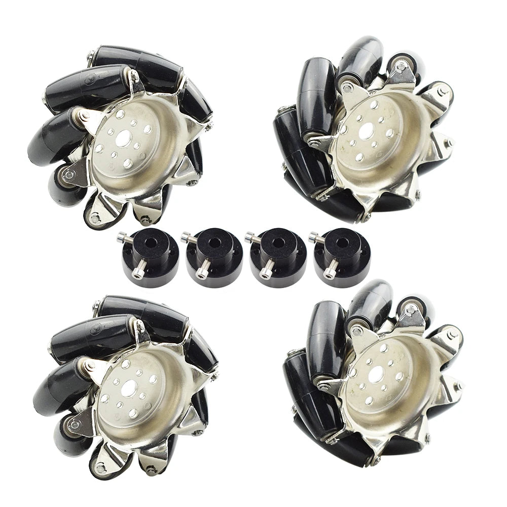 60KG Heavy Load 4pcs 3inch Steel Mecanum Wheel Universal Omnidirectional Wheel for Large Load Robot Handling, Transport Car Move