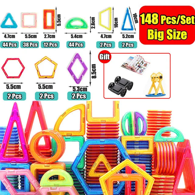 30-168PCS Medium Size Magnetic Building Blocks Magnet Designer Construction Set Montessori Educational Toys For Kids Gifts