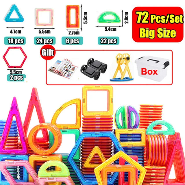 30-168PCS Medium Size Magnetic Building Blocks Magnet Designer Construction Set Montessori Educational Toys For Kids Gifts