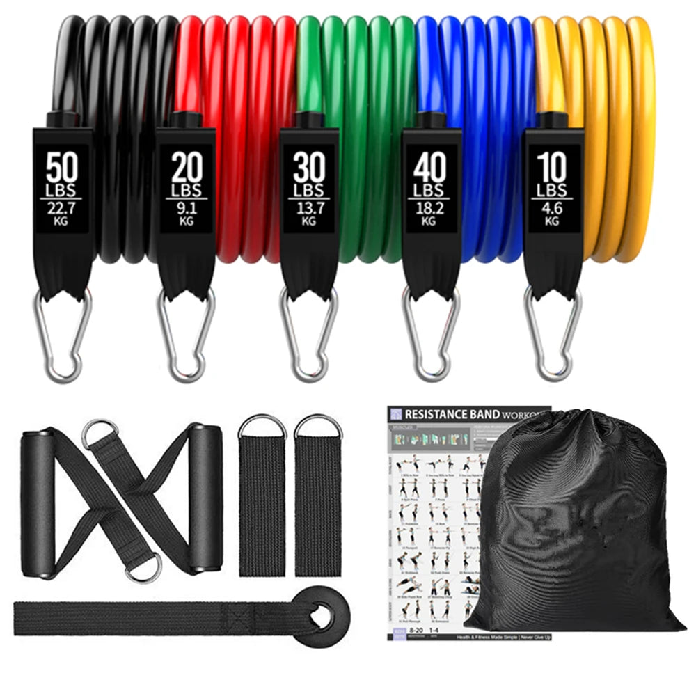 360lb Resistance Bands Pull Rope Set Expander Yoga Exercise Fitness Rubber Tubes Band Stretch Training Home Gyms Workout Elastic