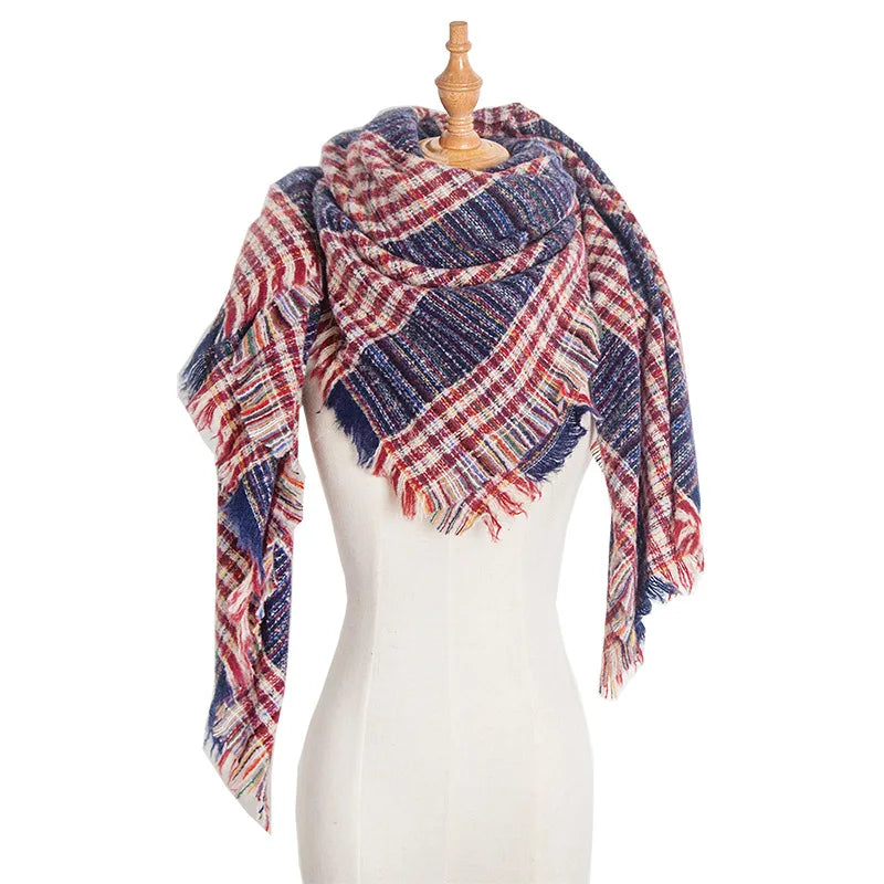 Women Winter Scarf Triangle Knitted Scarf Casual Ladies Plaid Pashmina Shawl and Wrap Female Foulard Scarves Echarpe Bufanda