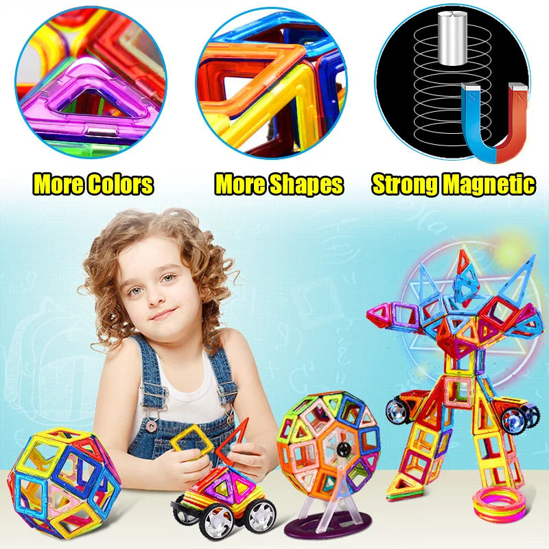 30-168PCS Medium Size Magnetic Building Blocks Magnet Designer Construction Set Montessori Educational Toys For Kids Gifts