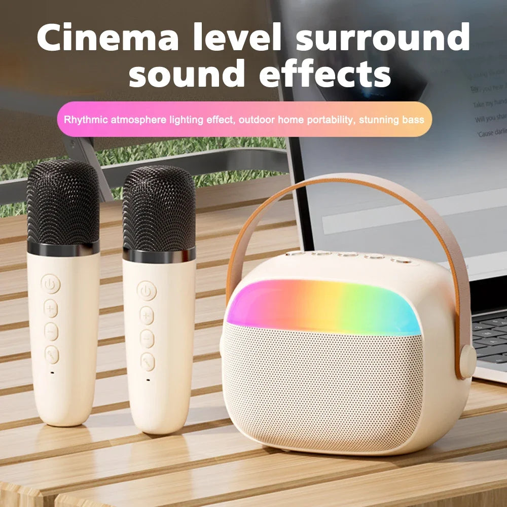 Portable Home Microphone And audio All-in-one Singing Karaoke With 2Mic Wireless Bluetooth Handheld Speaker Children's Gifts 