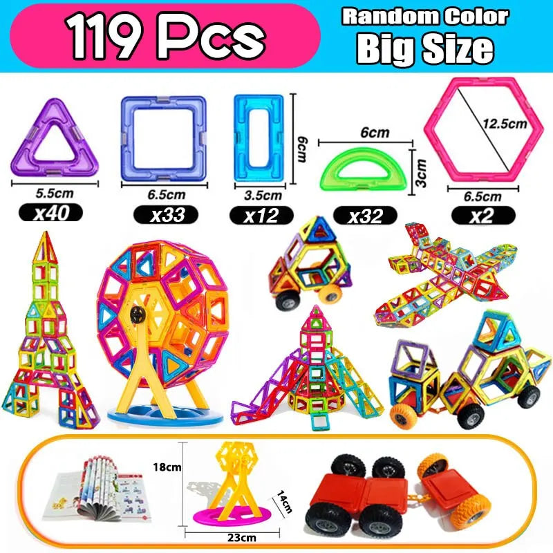 Magnets Toys for Kids Big Size Plus Magnetic Building Blocks for Children Designer Constructor Set Toys for Boys Girls Kids