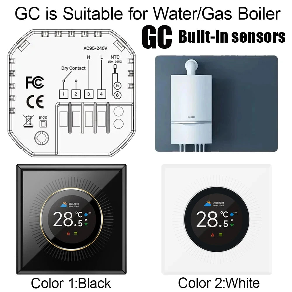 TUYA WiFi Smart Knob Thermostat Floor Heating Water Gas Boiler Home Room Programmabeating Water Gas Boiler for Alexa Google Home