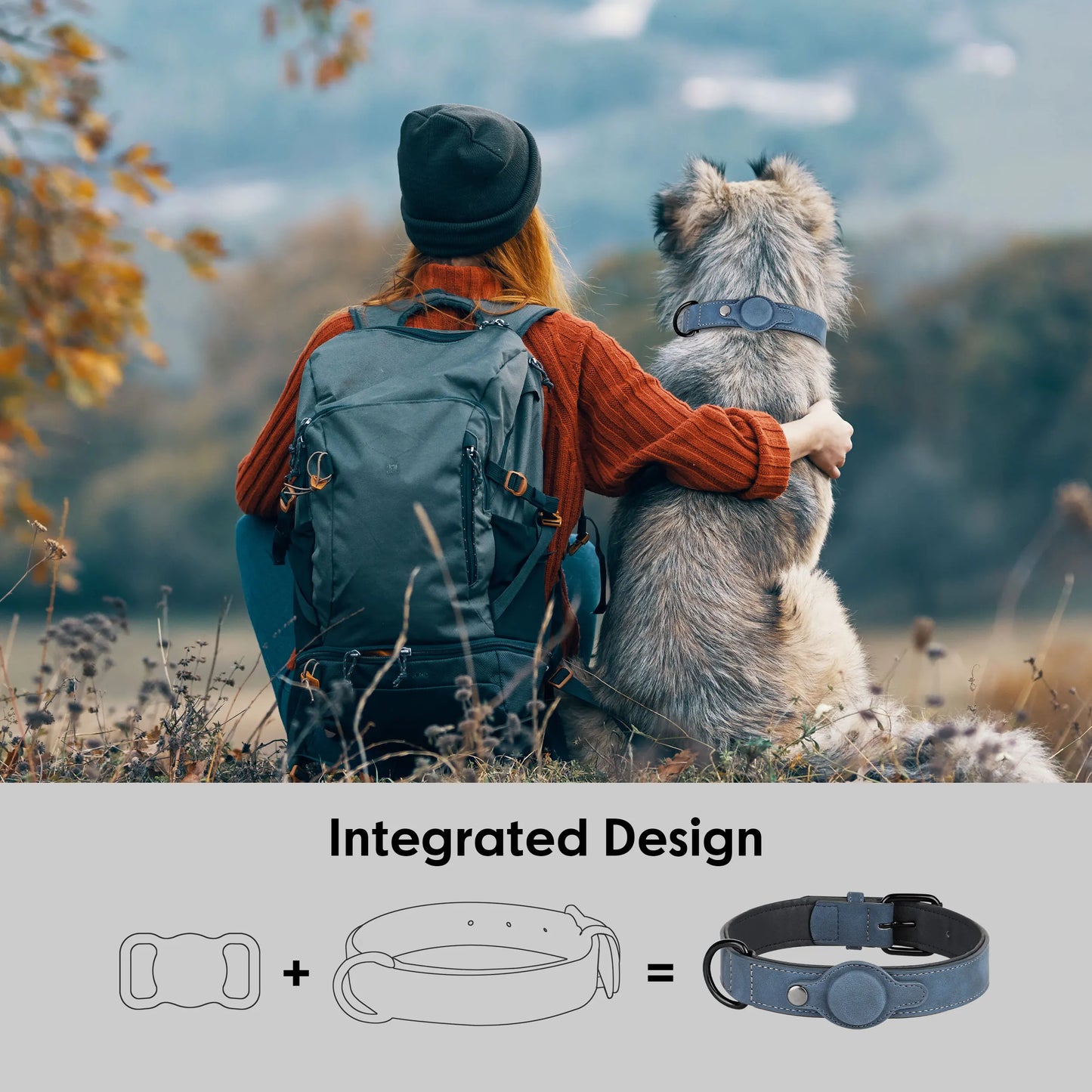 GPS Tracker Dog Collar PU Leather Dog Collars Anti-lost Pet Pug Chihuahua Necklace Adjustable for Small Medium Large Dogs