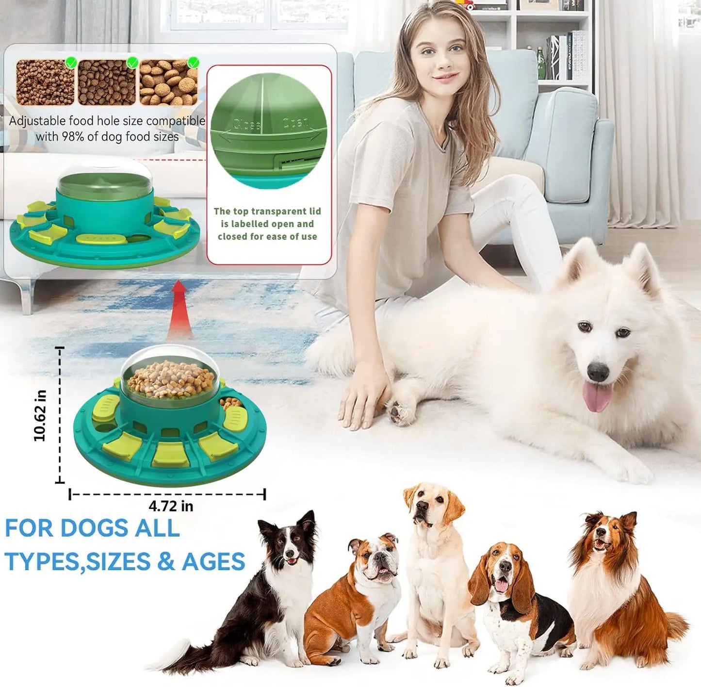 Interactive Dog Food Puzzle Toy & Slow Feeding 3 in 1 Dog Nail Scratch Board for Small Medium, and Large Dogs Brain Stimulation