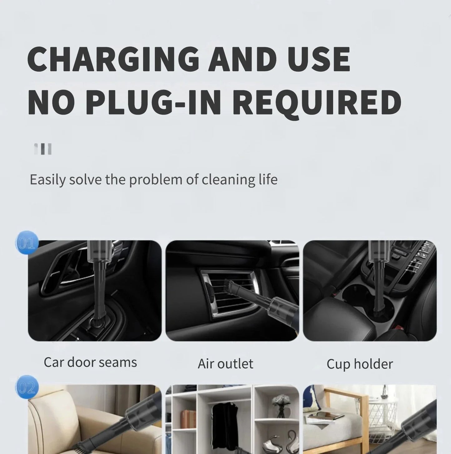 CENRR Mini Car Vacuum Cleaner Cordless Powerful Wireless Car Cleaner HandHeld Portable Vacuum Cleaner for CarCleaning Machine