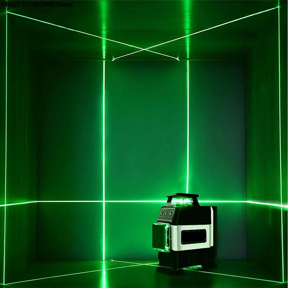 16 Lines Mini 4D Laser Level Green Lines Self-Leveling Horizontal and Vertical Powerful Green Beams Laser Level