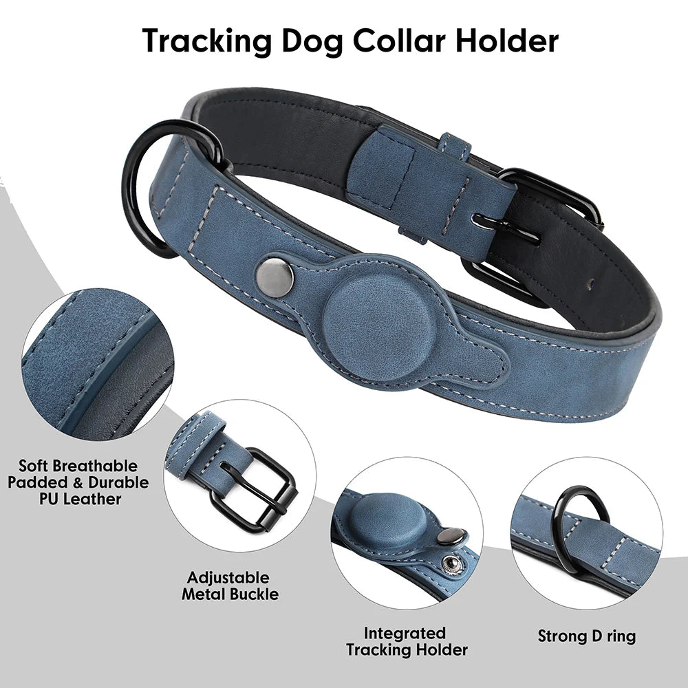 GPS Tracker Dog Collar PU Leather Dog Collars Anti-lost Pet Pug Chihuahua Necklace Adjustable for Small Medium Large Dogs