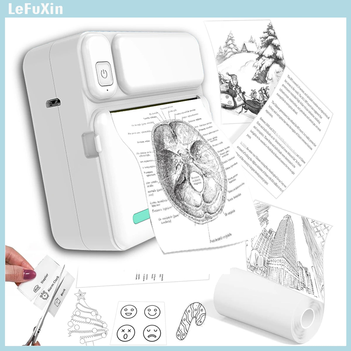 Portable Mini printer,thermal pocket Label printer, for Android or IOS APP, inkless sticker printer, suitable for home, office