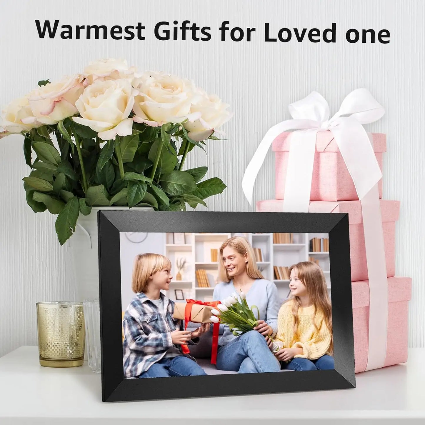 Frameo 10.1 Inch WiFi Digital Picture Frame 1280x800 HD IPS Touch Screen Digital Photo Frame Electronic 32GB Memory Auto-Rotate