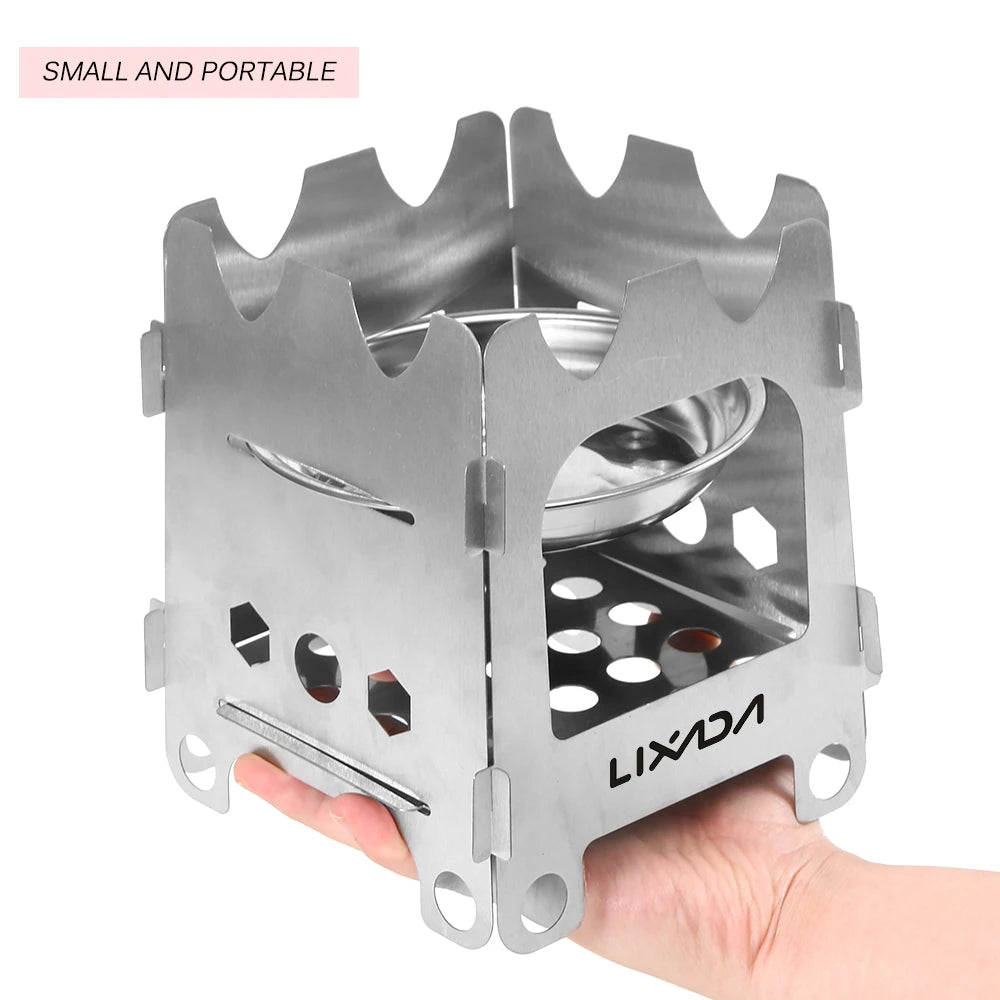 Lixada Titanium Outdoor Camping Stove Portable Ultralight Folding Wood Stove Pocket Stove Camping Fishing Hiking