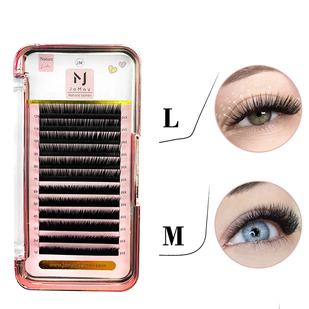 M Curl Mink Eyelash Extension 8-16mm Mix Individual Eyelashes Matte Black False Eyelashes Soft Natural Makeup Lashes Makeup Tool