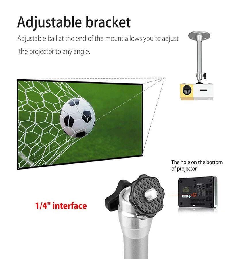 Portable Projector Bracket 360° Rotatable Ceiling Wall Mount Beamer Holder Aluminium compatable for HY300 HY320 Beam Projector