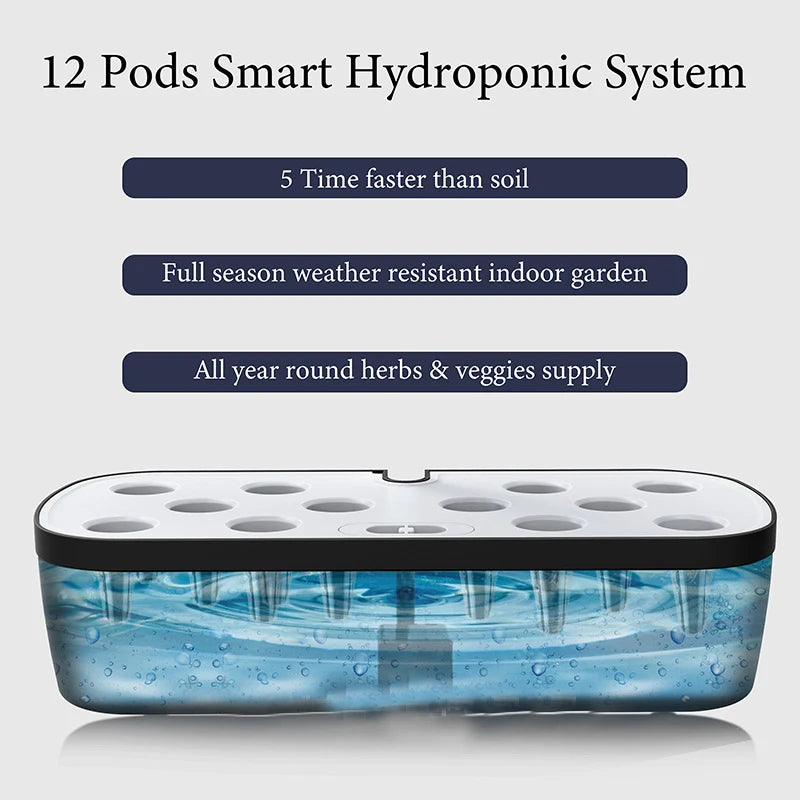 6-Plants Indoor Hydroponics System Herb Planting Pot/Black Planters Kit Led Plant Lamp Soilless Cultivation Vegetable Box