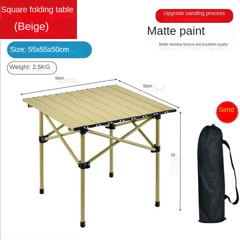 Outdoor Tables With Chairs Aluminum Alloy Portable Folding Cable Light Leisure Egg Roll Table Camping Picnic Vehicle Car Mobile