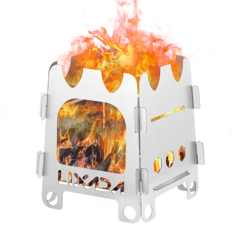 Lixada Titanium/Stainless steel Outdoor Camping Stove Portable Ultralight Folding Wood Stove Pocket Stove Camping Fishing Hiking