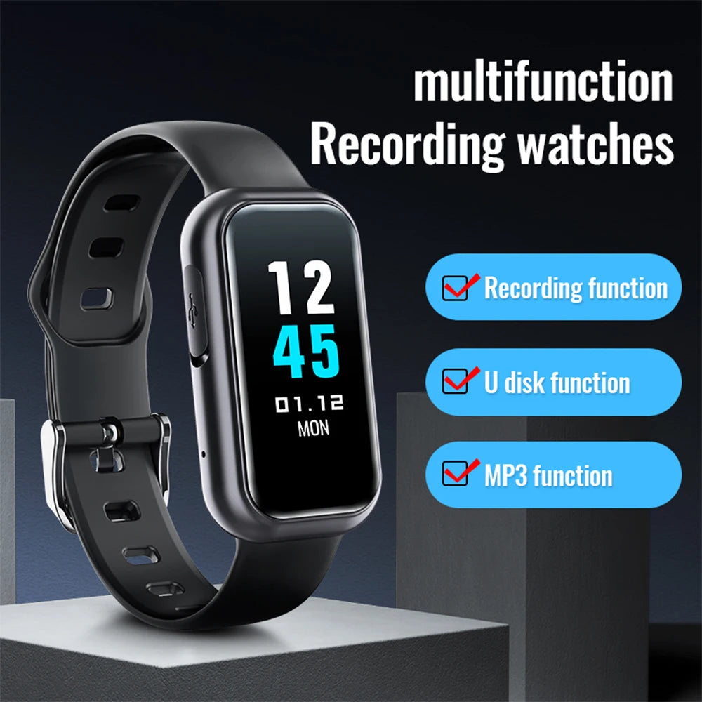 S16 Digital Voice Recorder 8G 16G 32G 64G Wrist Watch Audio Dictaphone Voice Activated Noise Reduction Recording WAV MP3 Player