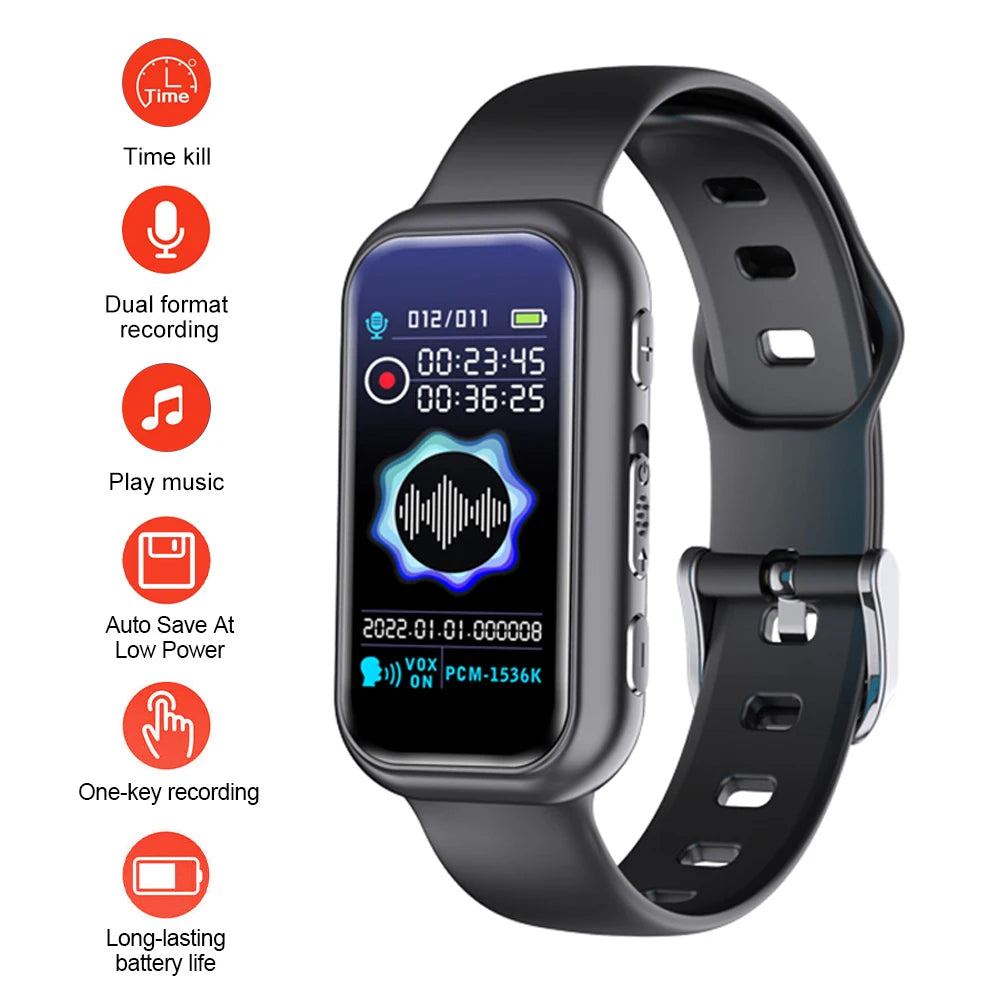S16 Digital Voice Recorder 8G 16G 32G 64G Wrist Watch Audio Dictaphone Voice Activated Noise Reduction Recording WAV MP3 Player