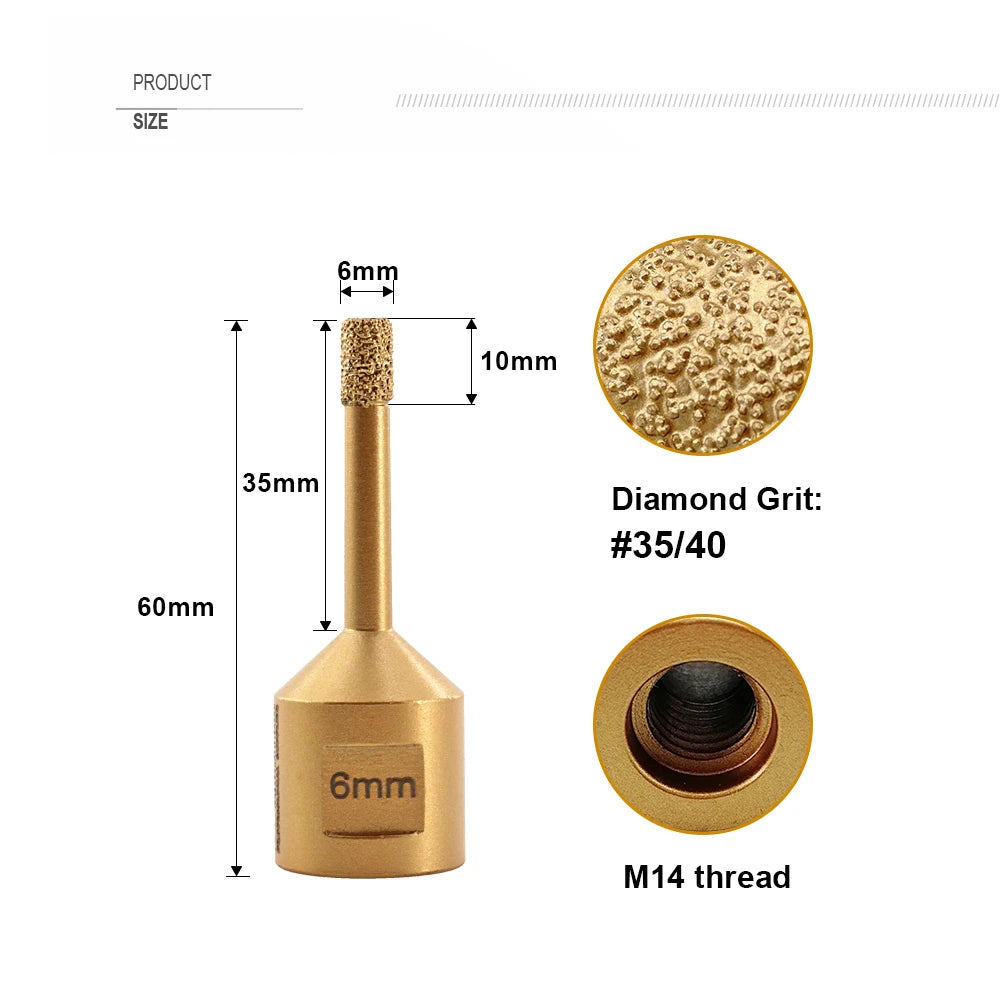 SHDIATOOL 1/2/5pcs Diamond Drill Bits Core Bits 6/8/10/12/14/16mm Porcelain Ceramic Granite Marble Hole Saw M14 Angle Grinder