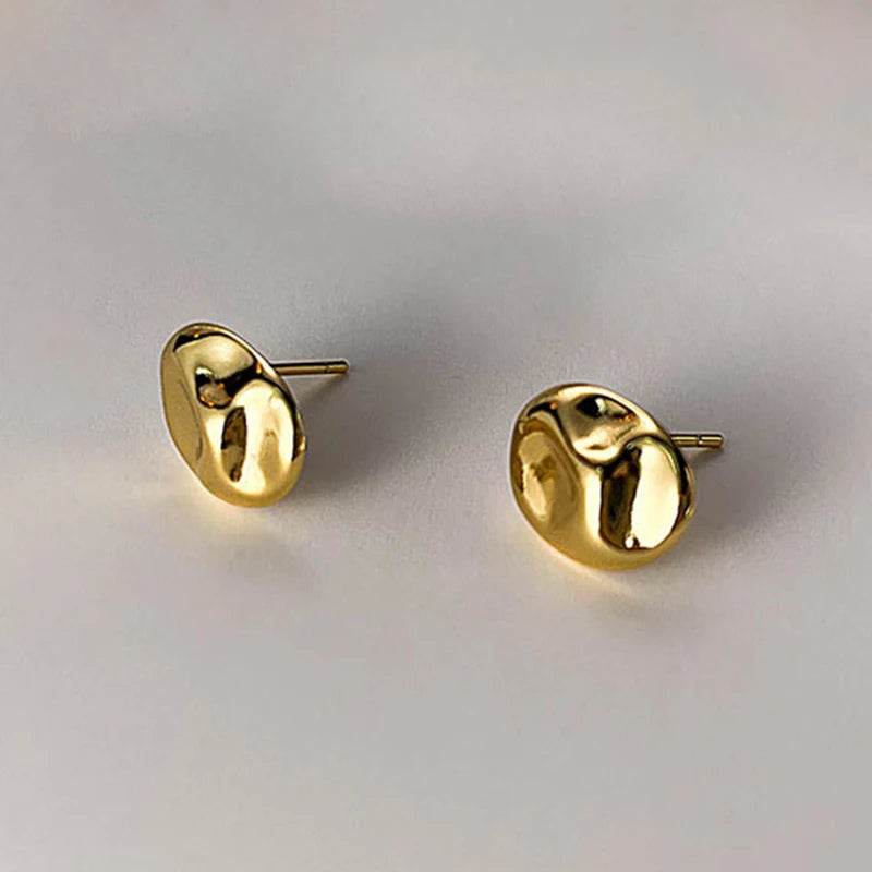 Irregular Metal Cute Earrings For Women Small Size Copper Fashion Trendy Jewelry New Designer Fancy Accessories Party Gift C1382