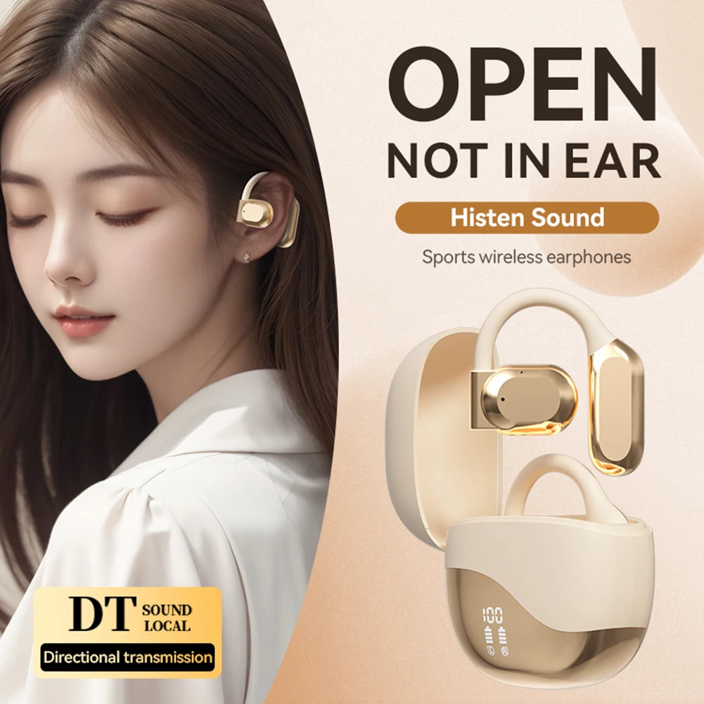 Real Time AI Translator Earbuds Bluetooth-Compatible 5.4 Two-Way Smart Voice Translator Ear Hook Headset for Business Travel