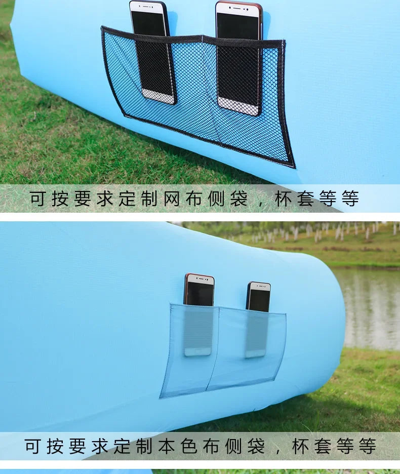 240*70cm Outdoor Sofa Bed Fast Infaltable Air Good Quality Sleeping Bag Inflatable Air Bag Lazy Bag Beach Sofa Camping Chair 의자
